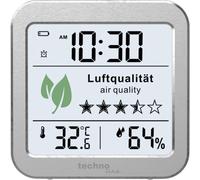 Technoline WL1020 Indoor Air Quality Monitor Successor to WL1005, Temperature Display, Humidity Display, Poor Air Quality Alarm, Silver, White