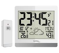 technoline WS8119 Digital Radio Wall Clock with Temperature Display and Weather Forecast, White