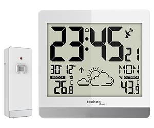 Techno Line WS8119 Digital Radio-Controlled Wall Clock with Temperature Display and Weather Forecast