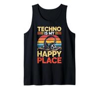 Techno Music My Happy Place Musician Lovers DJ Headphone Tank Top