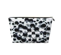 Techno Orb Pattern Women'S Cosmetic Bag Leather Handbag Portable Large Capacity Zipper Travel Bag Storage Bag, Gold, One Size