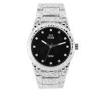 Techno Pave Men's 45mm Nugget Watch with Diamond Accent Dial, SILVER-BLACK, mens-standard, Casual Watch