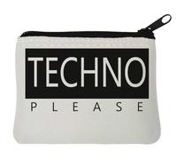 Techno Please Music Logo Neoprene Coin Purse Pouch 10x11cm White
