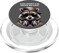 Techno Raccoon Spirit Animal, Last Night A DJ Saved My Life PopSockets PopGrip for MagSafe