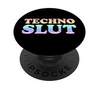 Techno Slut - Rainbow Rave Party in Ibiza PopSockets Swappable PopGrip