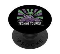 Techno Tourist Alien DJ Rave EDM Festival Outfit 80s PopSockets Adhesive PopGrip