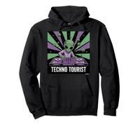 Techno Tourist Alien DJ Rave EDM Festival Outfit 80s Pullover Hoodie