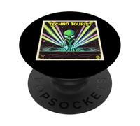 Techno Tourist Alien DJ Rave EDM Festival Outfit Music PopSockets Adhesive PopGrip