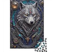 Techno Wolf Steampunk Puzzle 1000 Pieces, Animal Image Jigsaw for Adults, Relaxing Puzzle Gift, 52x38cm/1000pcs