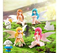 technodry Fairy Garden Accessories - 7PCS Miniature Set with Fairies for Fairy Gardens, Rabbits & Ornaments, Outdoor Garden Decorations for Patio, Flowerbeds, Gift Ideas & Whimsical Fairy Tale Decor