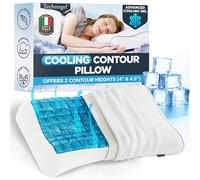 Technogel Cooling Contour Pillow - Ergonomic Design with Two Heights for Neck Support & Pressure Relief - Memory Foam & Temperature Regulation, Hypoallergenic, 4.5-Inch Height for Optimal Comfort