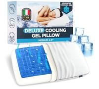 Technogel Deluxe Cooling Gel Pillow - Neck & Shoulder Pain Relief, Odorless Memory Foam, Cool Sleep for Stomach & Back Sleepers, Standard Shape with Washable Cooling Cover (Medium)