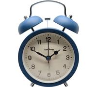 Technoline Mechanical double bell alarm clock, no ticking, sweeping second, analogue alarm setting, easy to read