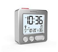 Technoline Modern Radio-Controlled Alarm Clock with Brushed Real Metal Front, Silver, 66 x 21 x 66 mm