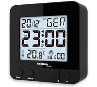 Technoline Radio Controlled Alarm Clock with Touch Sensor, Plastic, 8 x 2.5 x 3 cm WT 235, Plastic, black, 8 x 2.5 x 8 cm