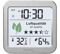 Technoline WL1020 Indoor Air Quality Monitor Successor to WL1005, Temperature Display, Humidity Display, Poor Air Quality Alarm, Silver, White