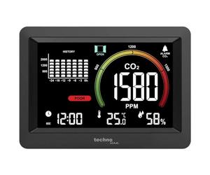 Technoline WL1028 Co2 Meter Indoor Air Quality Monitoring Recommendation Based on CO2 Concentration in the Air, Adjustable Alarms, CO2 History, for Schools, Hotels, Offices