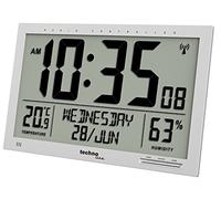 Technoline WS 8013 Digital Modern Designer XL Radio-Controlled Wall Clock, Slim Frame, Temperature Display, Jumbo LCD Display, 37 cm x 27 cm, Silver, silver, groß: 36,9 x 22,9 x 2,4cm, Modern