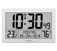 Technoline WS 8016 Wireless Wall Clock with Temperature Display, Silver, Klein: 22,5 x 14,3 x 2,4cm