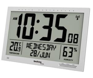 Technoline WS8113 Modern Digital Wall Clock Radio with Indoor and Outdoor Temperature Display
