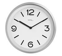Technoline Modern Wall Clock with Night Detection Sensor, Automatic, Shallow Backlight as Soon as it gets Dark, Diameter 25.4 cm, Chrome, Silver, 25,4 x 4,3 x 25,4 cm