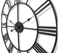 Technoline WT1615 Metal Wall Clock 60 cm XXL Vintage Wall Clock with Roman Numerals Extra Quiet Movement Designer Wall Clock for Bedroom, Living Room, Kitchen, Hall, Lobby Metal, Black