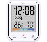 Technoline WT380 Digital Bathroom Clock with Hygrometer and Thermometer, Waterproof, Shower Timer, Countdown Function, Large LCD Display, with Date Display, White
