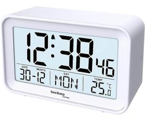 Technoline WT497 Modern Digital Alarm Clock, Indoor Temperature, Date, Day of the W larm and Snooze, White