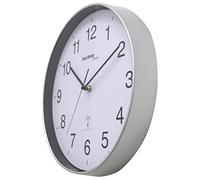 Technoline WT8030 Classic Radio-Controlled Wall Clock Silver Frame White Dial Black Numerals Diameter 30 cm