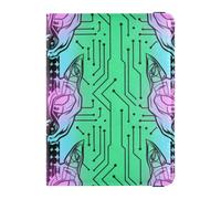 Technological Animal Cat Future Neon Leather Passport Holder Covers Case Vaccine Case Protector Cover Passport Holder Combo with Vaccine Card Slot Waterproof, Technological animal cat future neon, One