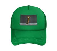 Technological Banana Black Printed Adjustable Mesh Baseball Cap - Unisex, Outdoor Running and Fishing Sun Hat, Green, One Size