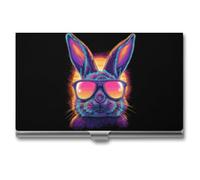 Technology Bunny Vintage Rabbits Business Card Holder Slim Case Metal