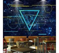 Technology Colourful Abstract Geometric Lines Starry Sky 3D Wallpaper Premium Textured Silk Study Dining Living Room Bedroom Sofa TV Wall Easy Install-400cm×280cm