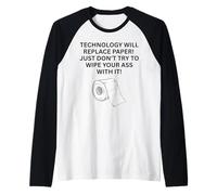 Technology Will Replace Paper! Just Try to Old Person Raglan Baseball Tee