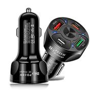 TECHNOPLAY 4 PORTS USB 20W PD CAR CHARGER ADAPTER compatible with MP3 players, iPhones, iPods, Mobile phones, PDA's, Sat Nav, Digital Cameras