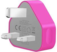TECHNOPLAY iphones charger 3 Pin Plug USB Mains Charger Adapter 1AMP 1000mAh Fast Speed Compatible with Samsung iPhone iPad Mini Air iPods Lenovo Sony PDAs TomTom Navman Garmin MP4 Players (PINK)