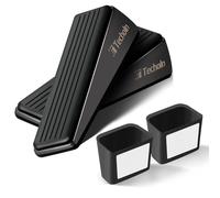Techoln Door Stoppers for Bottom of Door, Metal and Rubber Door Stop, Doorstops for Inside Door, Door Wedge Holder Blocker for All Floor Surfaces, Easy Storage Wall Security (2, Frosted Black)