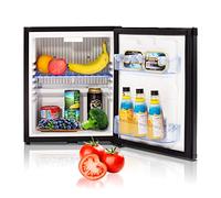 Techomey 12V Fridge 30L, Silent 12 Volt Fridge with Lock, 12V Campervan Refrigerator for Caravan, Motorhome, Boat, Truck, Van, Bedroom, Black, Reversible Door
