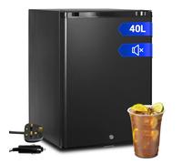 Techomey 12V Fridge 40L, 12V Fridge for Campervan, Silent Campervan Refrigerator with Lock for Caravan, Motorhome, Boat, Bedroom, Car, Truck, Black