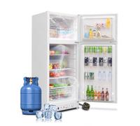 Techomey 2 Way Gas Fridge with Freezer, Large Propane Campervan Model for Caravan, High-Capacity 390L Gas Appliance for Kitchen, Outdoor, Motorhome & Traveling, White