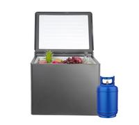 Techomey Camping Fridge 12V 240V, 40L Campervan Fridge Powered by LPG/12V/240V, 3 Way Refrigerator Camping for Motorhome/Campervan/Caravan/Truck/Garage Use, Top Open, 0℃-10℃, Quiet, Black