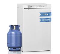 Techomey Gas Fridge Freezer 100L(85L+15L), 3 Way Fridge Freezer 12V/240V/LPG for Caravan, Motorhome, RV, Garage, Campervan, Top Lid, White