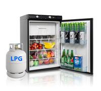Techomey Gas Fridge Freezer, 100L, Silent 3 Way Fridge Freezer for Motorhome, Campervan, RV, Caravan, Top Lid, Black, -18-10℃