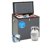Techomey Gas Fridge Freezer 70L, 12V/240V/LPG, Chest Freezer with A Basket for Motorhome, Cottage, Caravan, RV, Truck, Silent