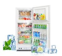 Techomey Gas Fridge Freezer for Caravan, Motorhome, Van, RV, Garage, Silent 2 Way Fridge Freezer 240V/LPG, 185L, White