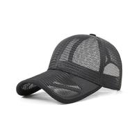 TecHong Quick-Dry Full Mesh Baseball Cap - Unisex Adjustable Sun Hat Summer Breathable Dad Cap for Outdoor Sports Black