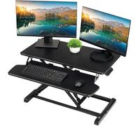TechOrbits OF-S06-2 Desk Converter-37-inch Height Adjustable, MDF Wood, Sit-to-Stand Rise-X Pro Black, 37"