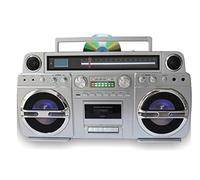 TechPlay Monster Pro 1980s Style Boom Box CD Player Cassette Player Recorder AM/FM USB Bluetooth Speaker with Built-in Battery