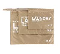 TECHPLUS 3 Pack Laundry Bags -Travel Laundry Bag for Dirty Wet Clothes - Waterproof, Smell proof, Washable, Reusable - for Sports Gym Swimming Camping (khaki)