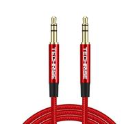 TechRise 3.5mm Audio Aux Cable1 m Nylon Braided Stereo Jack for Headphones, iPod, iPhone, iPad, Car, Soundbar, TV, PC, Speaker - Superior Sound TRS Cord (RED, 1.0M)